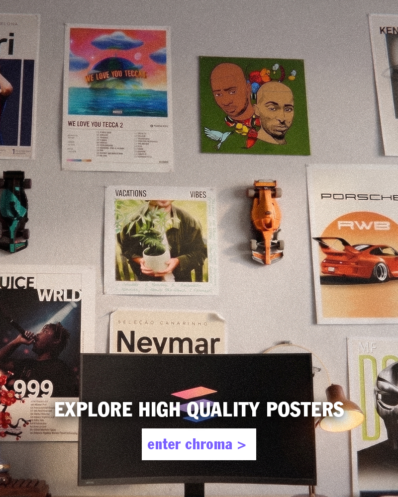 Chroma's posters on a wall in a stylized and graphical style